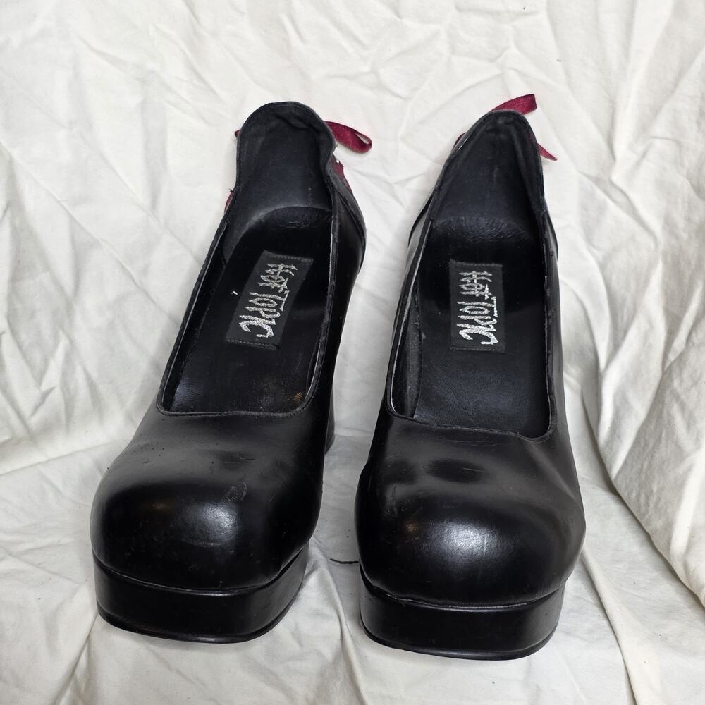Vintage Hot Topic Chunky Platform Heels Corset Tie Mall Goth Y2K, sz 7-7.5 - Picture 4 of 10